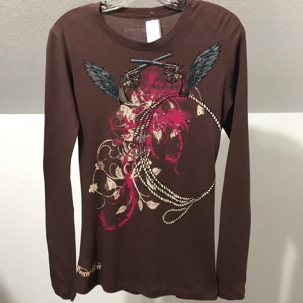 Petrol• Graphic Long Sleeve Shirt• Sz. S